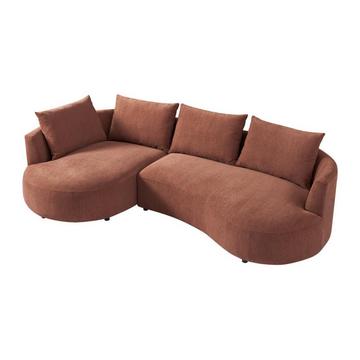 Divano in Velluto testurizzato Terracotta - Angolo a sinistra - LOUSADO