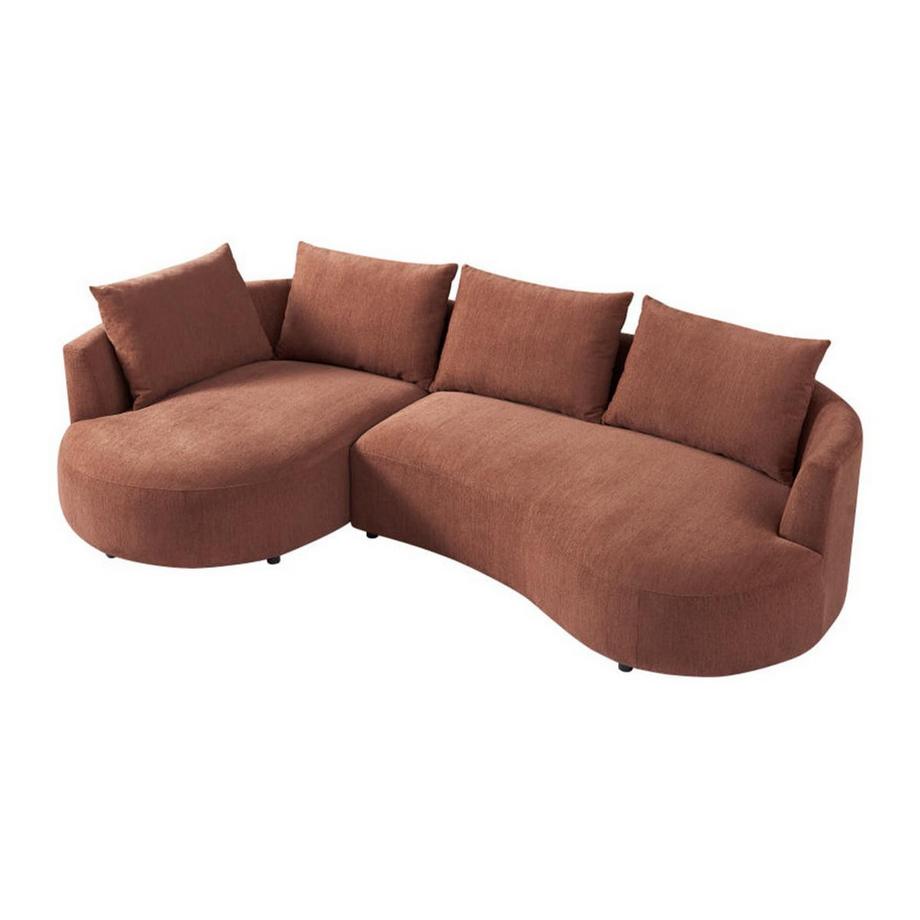 Vente-unique Divano in Velluto testurizzato Terracotta - Angolo a sinistra - LOUSADO  