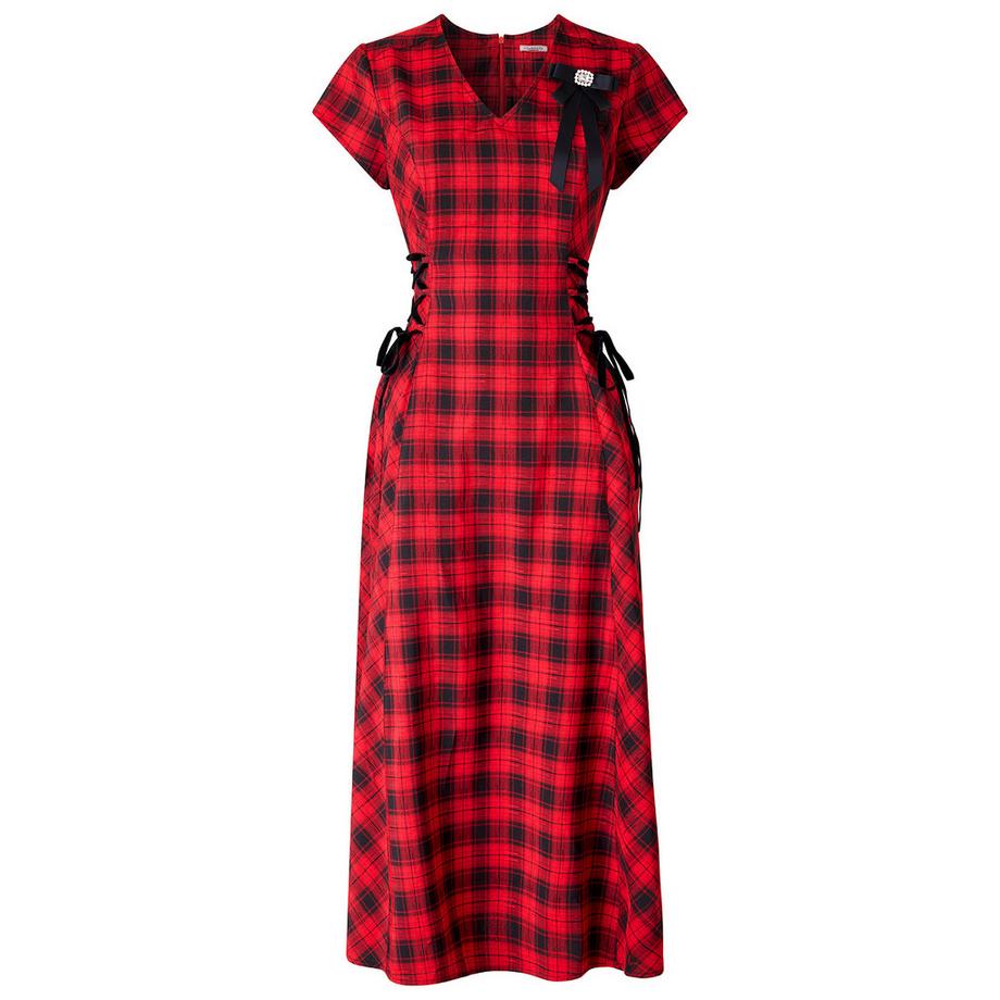 Joe Browns Kariertes Maxikleid mit seitlicher Schnürung  