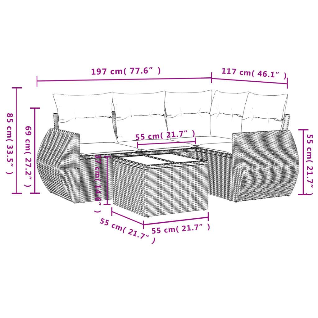 VidaXL set divano da giardino Polirattan  