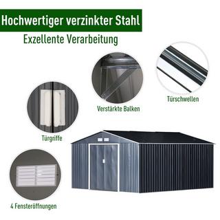 Northio Casetta Per Attrezzi Con Fondazione Casetta Per Attrezzi Casetta Da Giardino In Metallo Grigio Antracite 340 X 386 X 200 Cm  