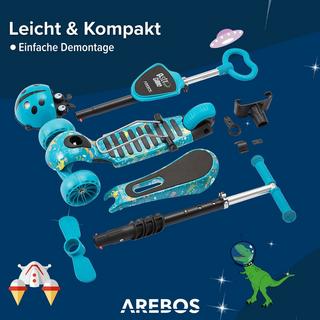 Arebos  Tretroller Kickscooter Cityroller Kinderroller | LED-Räder | Schiebehilfe 