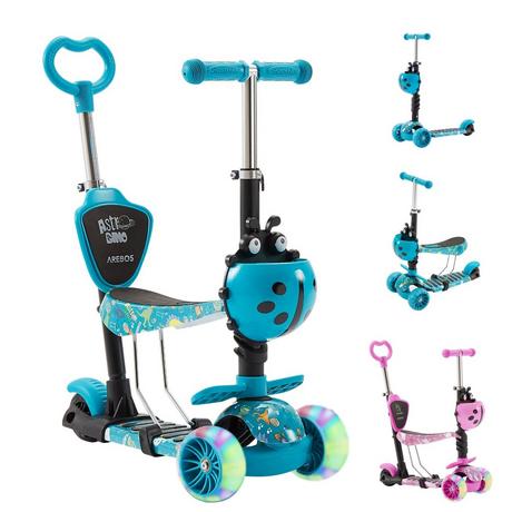 Arebos  Tretroller Kickscooter Cityroller Kinderroller | LED-Räder | Schiebehilfe 