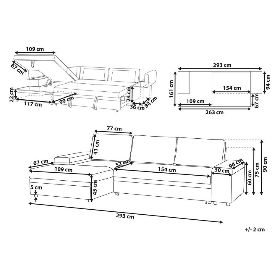 Beliani Rechtsseitiges Ecksofa aus Kunstleinen Skandinavisch HRISEY  