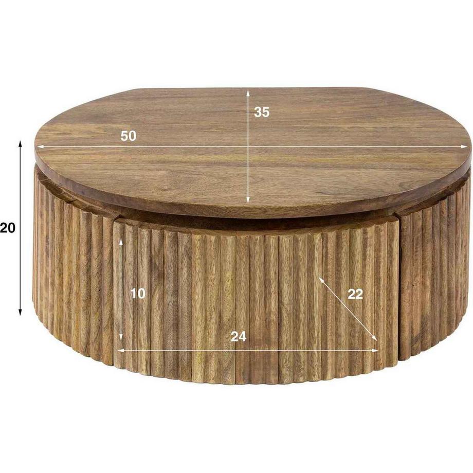 mutoni Table de chevet Wave ronde  