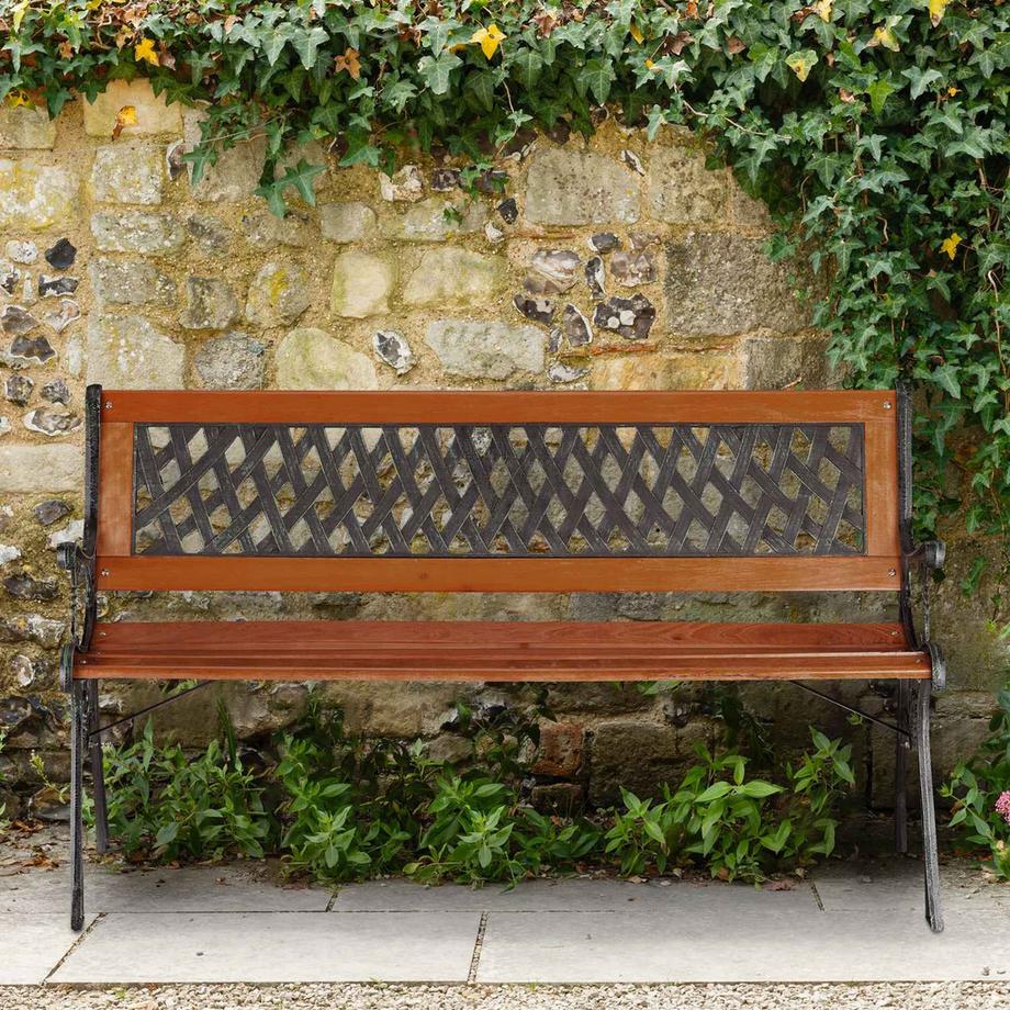 Northio Gartenbank aus Holz und Gusseisen  