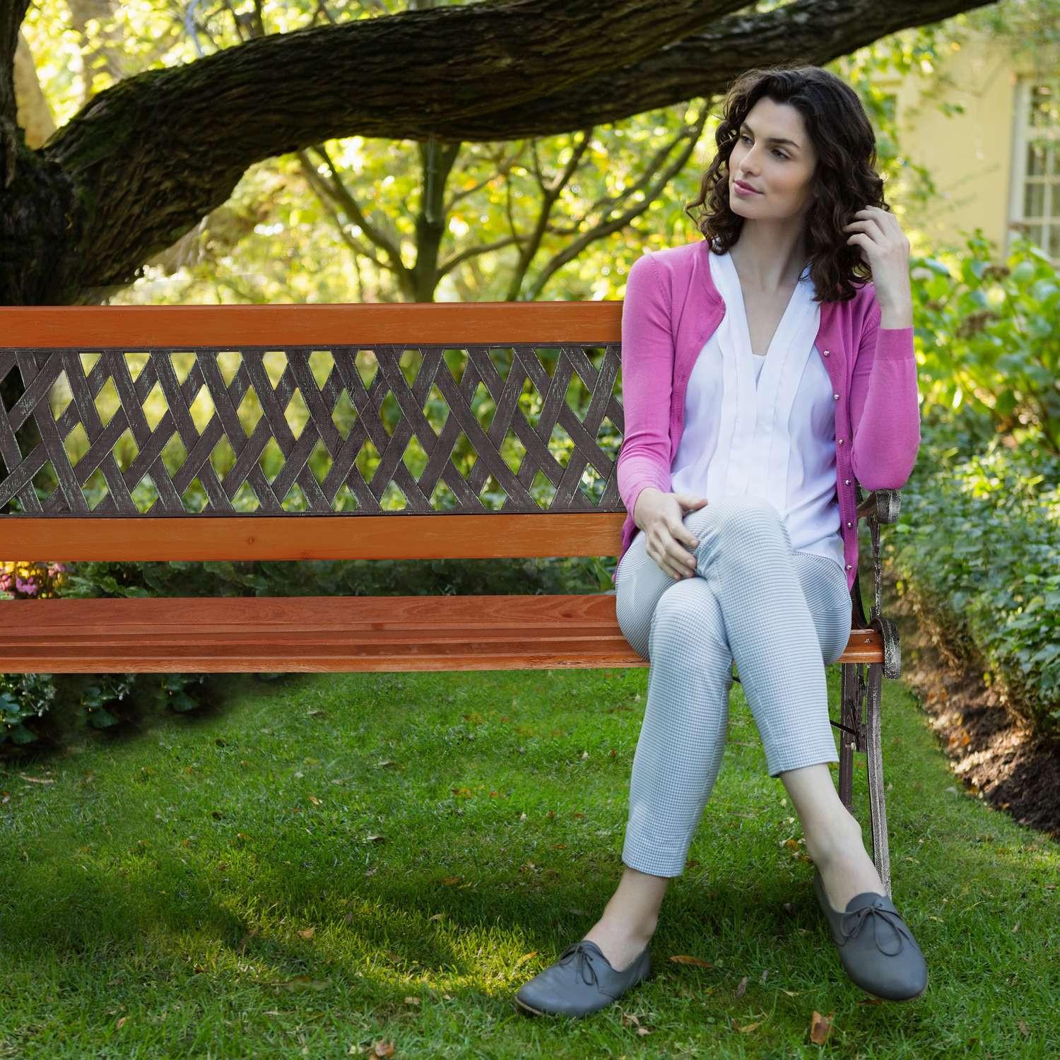 Northio Panca da giardino in legno e ghisa  