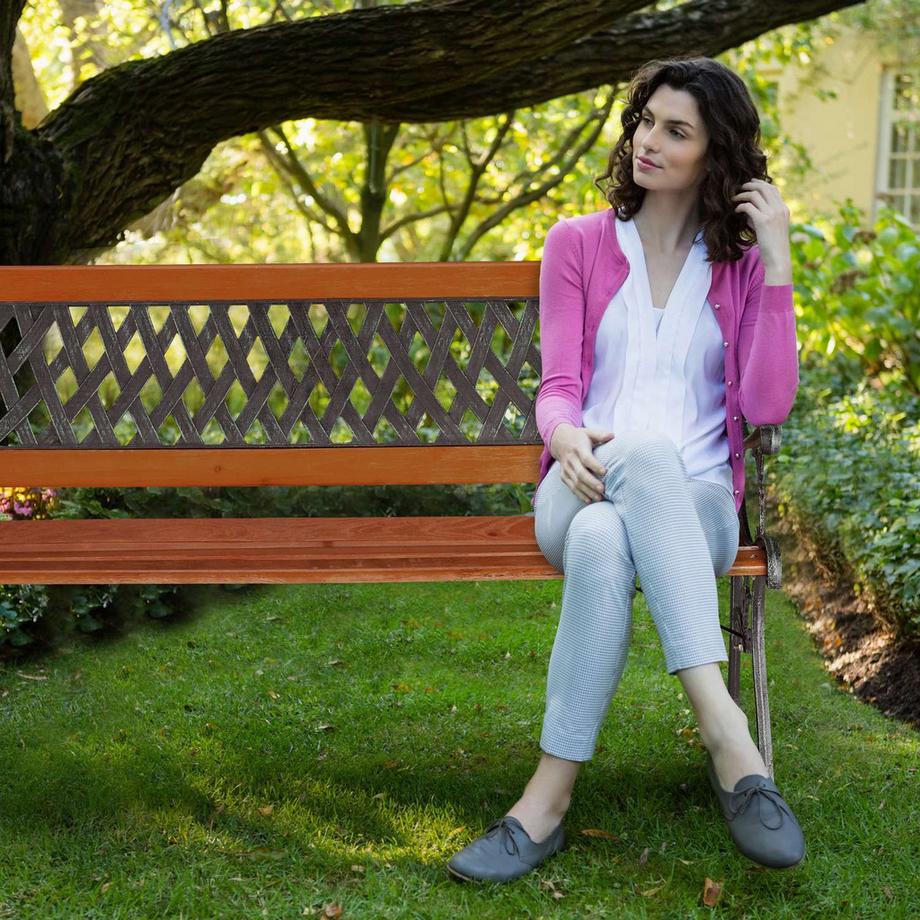 Northio Gartenbank aus Holz und Gusseisen  