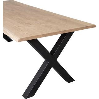 mutoni Table de salle à manger Tablo chêne FSC avec chant d&#039;arbre 199x90 Alkmaar pied  