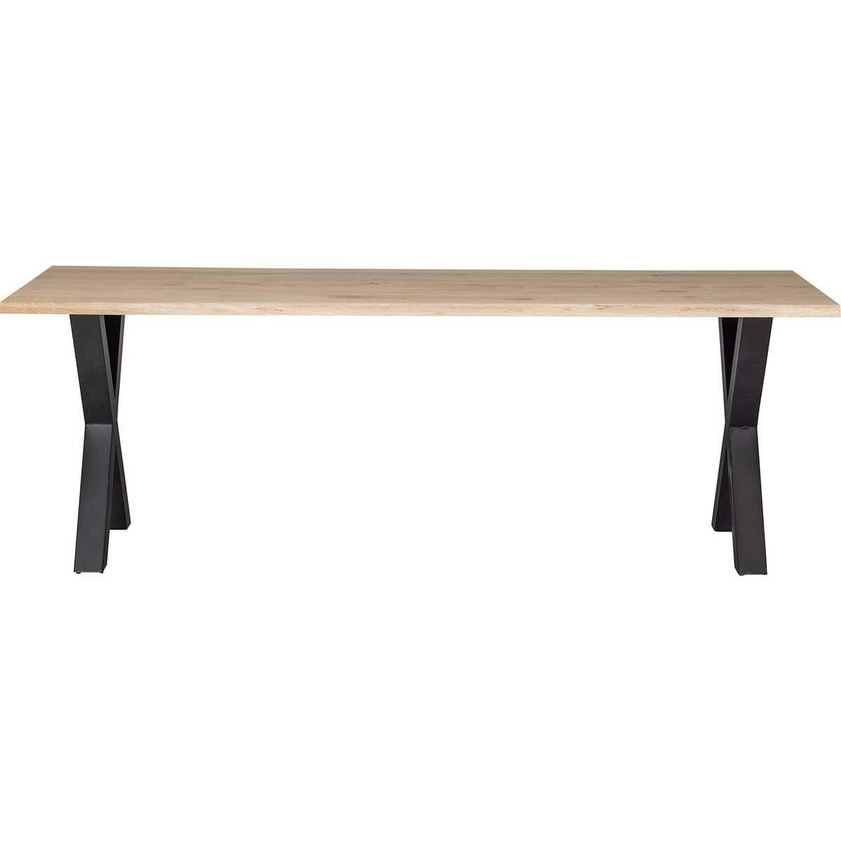 mutoni Table de salle à manger Tablo chêne FSC avec chant d&#039;arbre 199x90 Alkmaar pied  