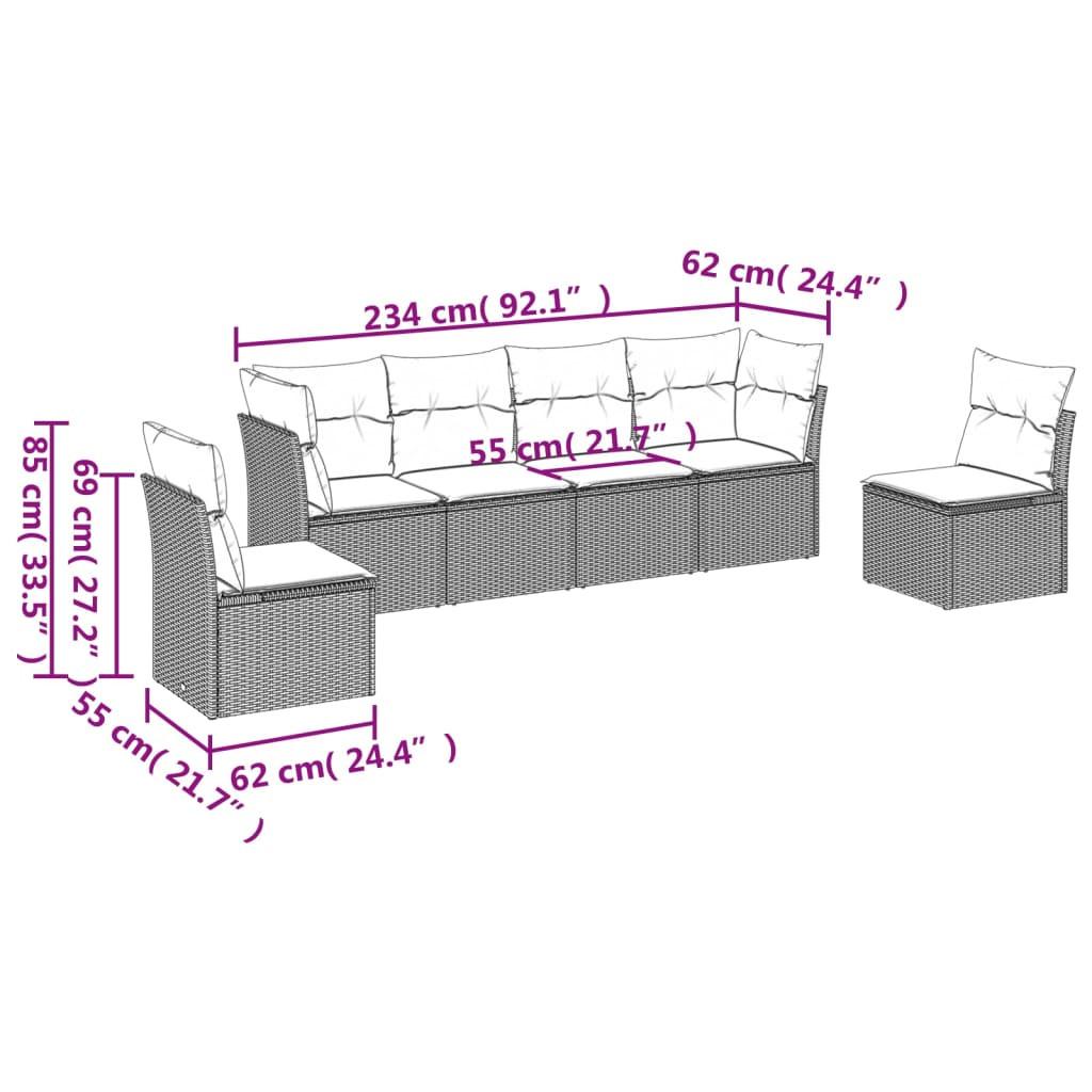 VidaXL set divano da giardino Polirattan  