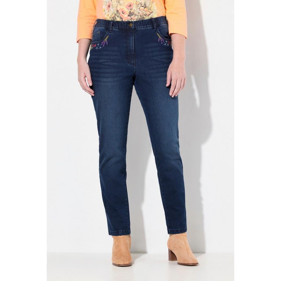 Ulla Popken Mia Ricamo Vita Comoda Straight Leg Jeans  