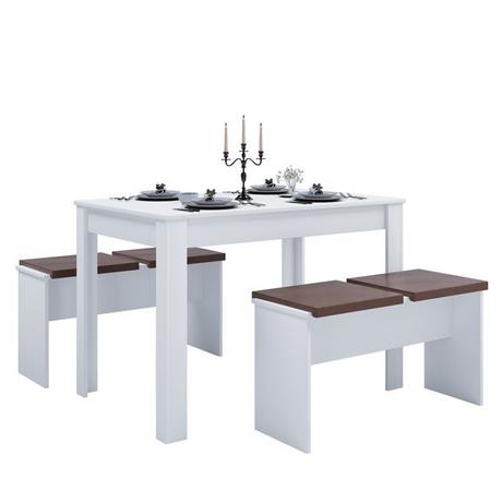 VCM Essgruppe | Küchentisch Set |Tischgruppe | Maße Tisch ca. H. 75 x B. 110 x T. 70 cm | Mit zwei Sitzbänke | Esstisch Set - Esal XL  