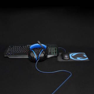 Nedis  Gaming Combo Kit | 4-in-1 | Tastatur, Headset, Maus und Mauspad | Blau / Schwarz | QWERTY | IT Layout 