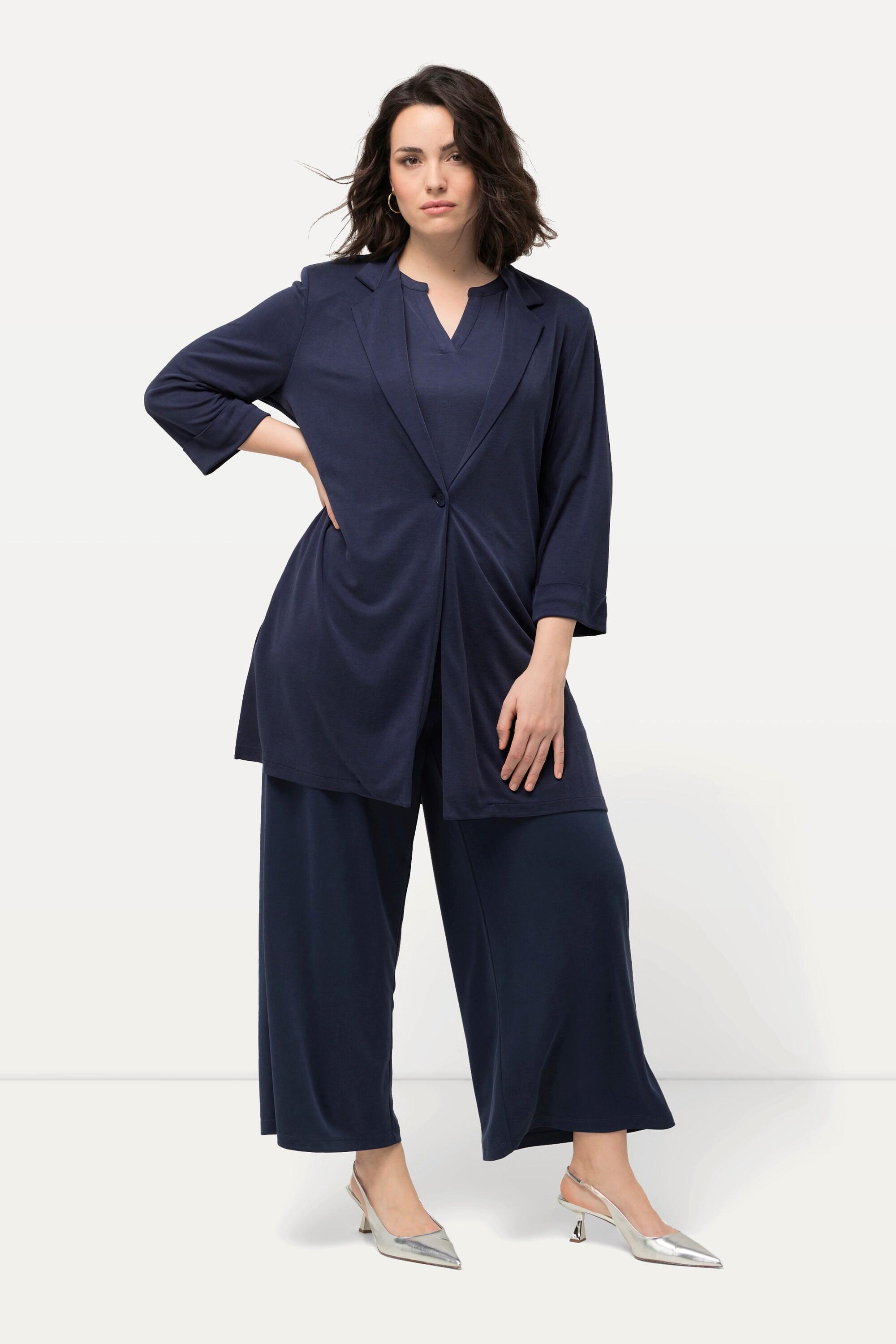 Ulla Popken Blazer in jersey Collo a revers Maniche 3/4 Misto modal  