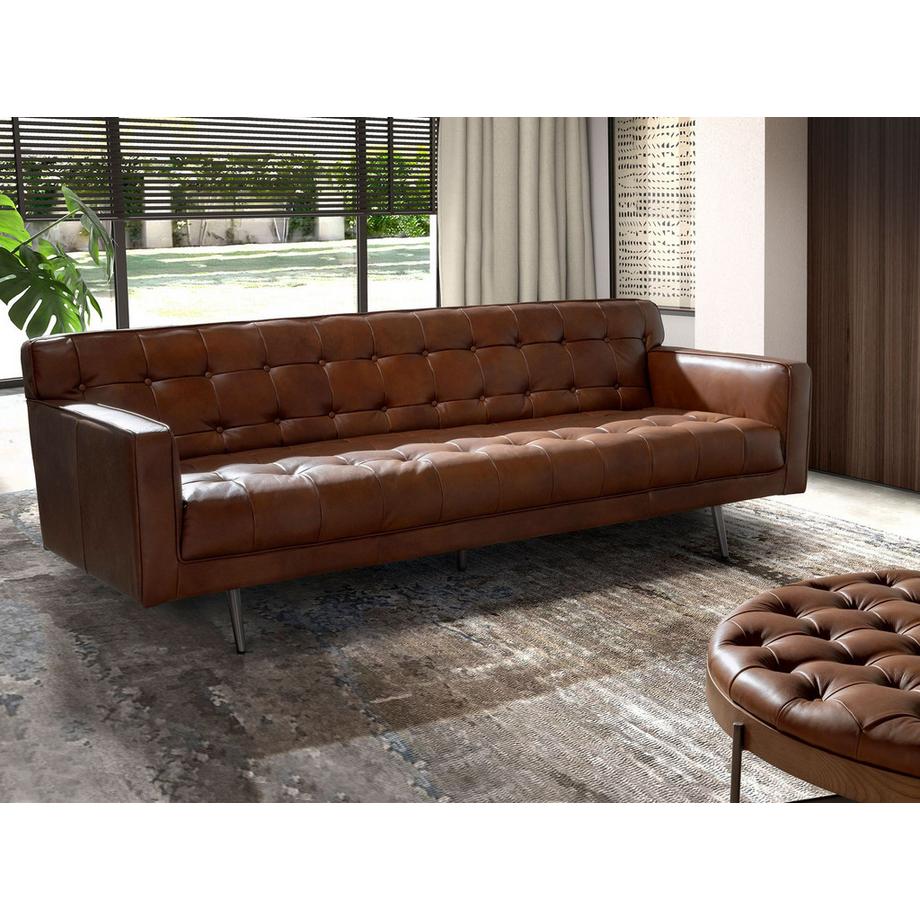 ANGEL CERDA Canapé 3 places Chester en cuir marron foncé  