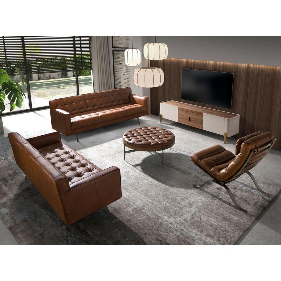 ANGEL CERDA Canapé 3 places Chester en cuir marron foncé  