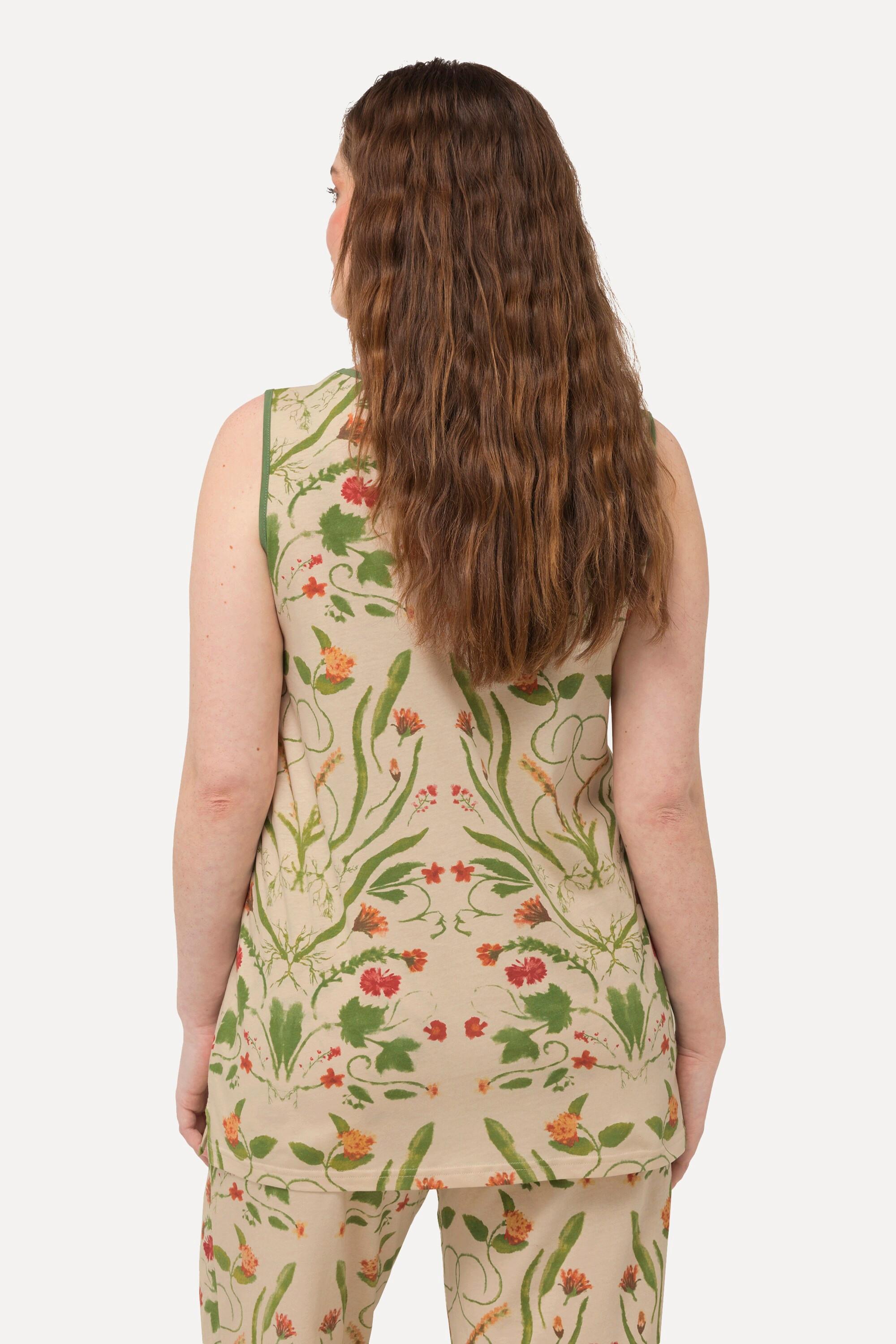 Ulla Popken Top pigiama smanicato floreale scollo a girocollo  