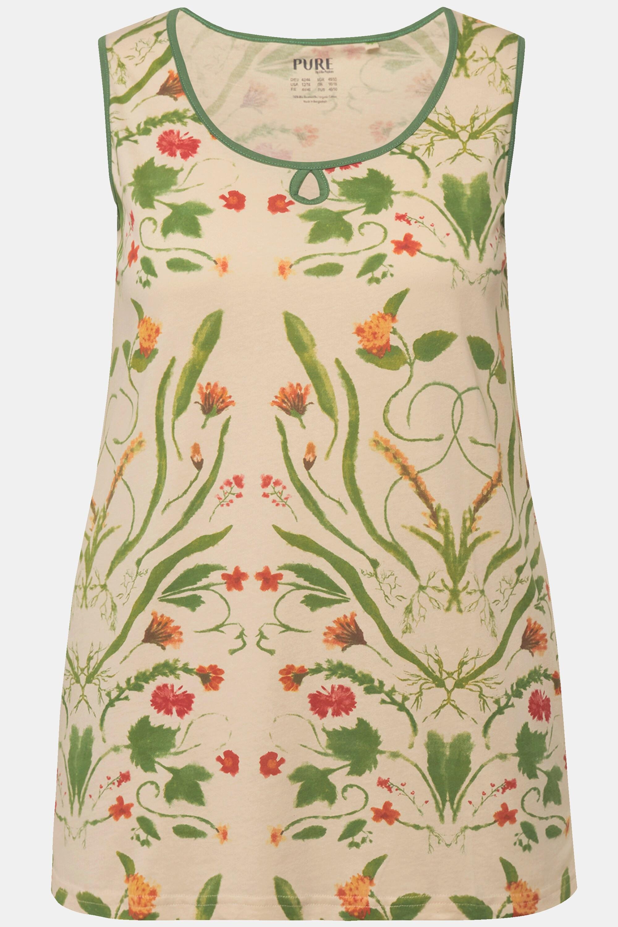 Ulla Popken Top pigiama smanicato floreale scollo a girocollo  