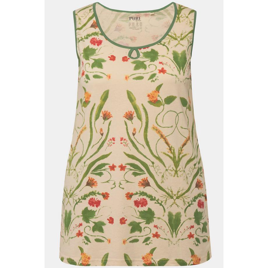 Ulla Popken Haut de pyjama sans manches à fleurs col rond  