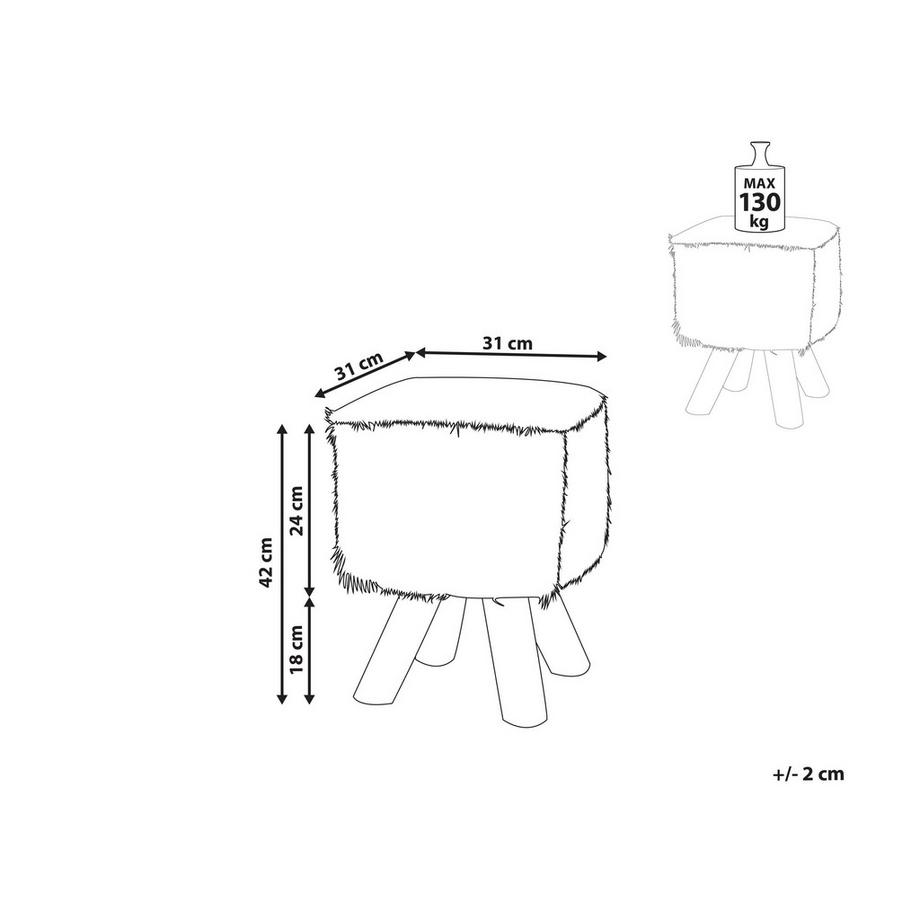 Beliani Repose-pied en Peau d'agneau Boho DALTON  