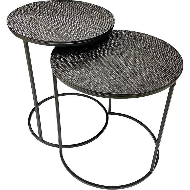 mutoni Table basse Aziza noire ronde (lot de 2)  