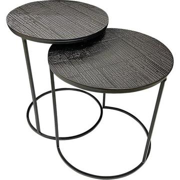 Table basse Aziza ronde noire (lot de 2)