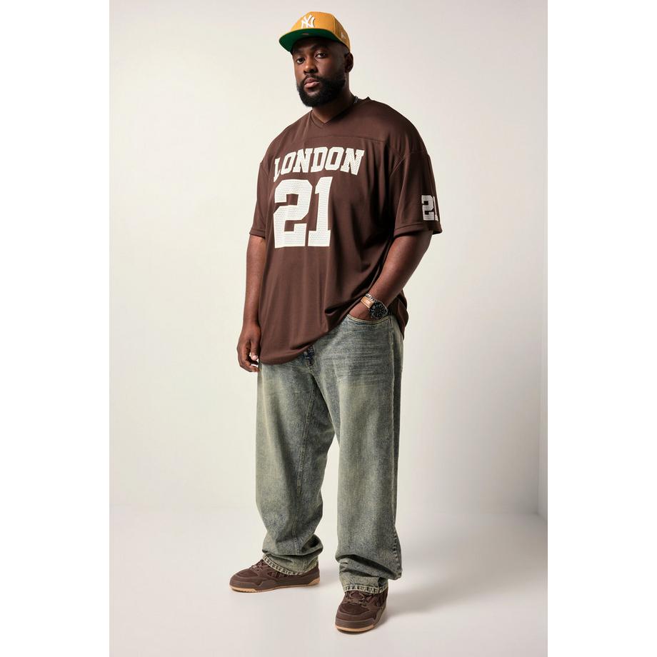 Sthuge T-Shirt Oversize Mesh Imprimé Football Manches Courtes  