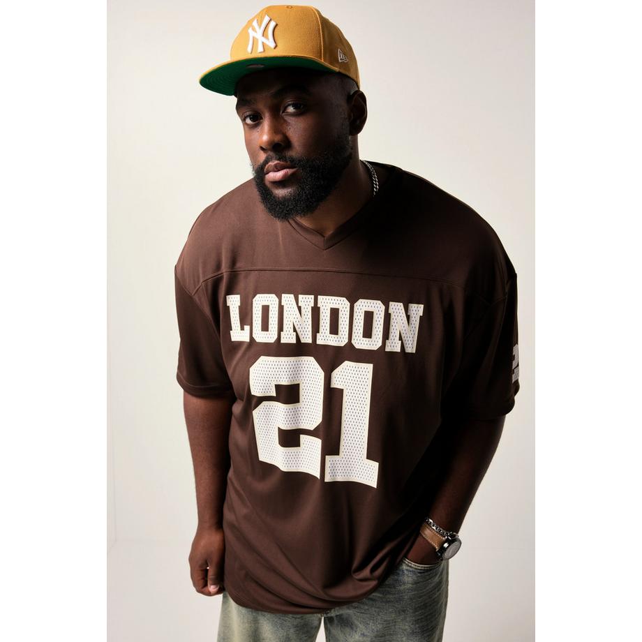 Sthuge T-Shirt Oversize Mesh Imprimé Football Manches Courtes  