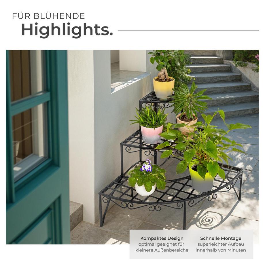 Tectake Blumentreppe Aileen mit 3 Stufen fächerförmiges Design  