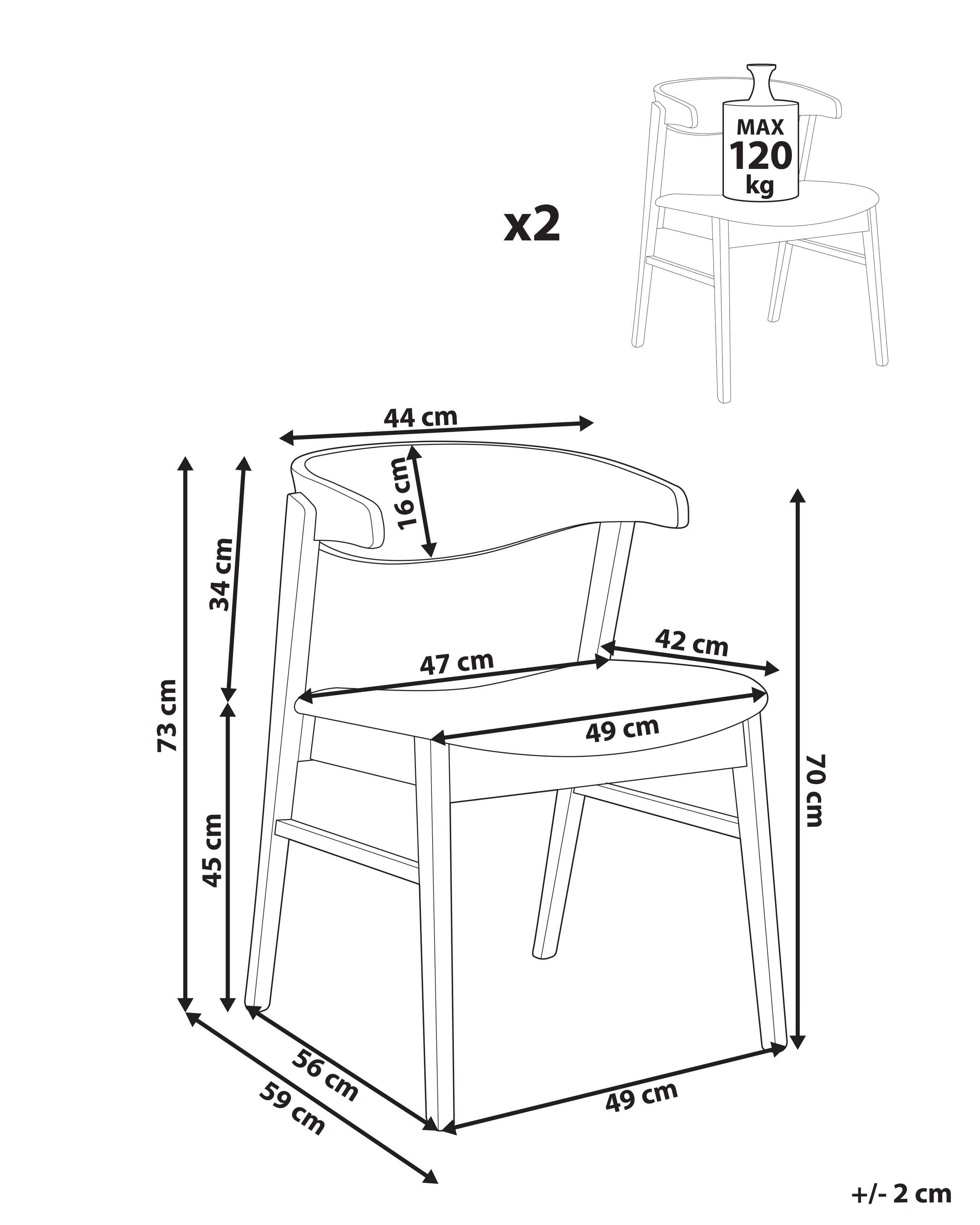 Beliani Lot de 2 chaises de salle à manger en Polyester Traditionnel LILLY  