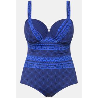 Ulla Popken  Maillot de bain avec bonnets souples et armatures, motif ornemental et ruchés 