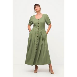 Ulla Popken  Midikleid, Jeansoptik, Rundhals, Puff-Halbarm 