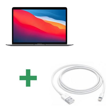 Apple  Reconditionné MacBook Air 13" 2020 Apple M1 3,2 Ghz 8 Go 256 Go SSD Gris Sidéral + Lightning Vers USB 1 Mètre Blanc Apple 