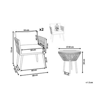 Beliani Set bistrot en Rattan sintetico Boho GARGANO  