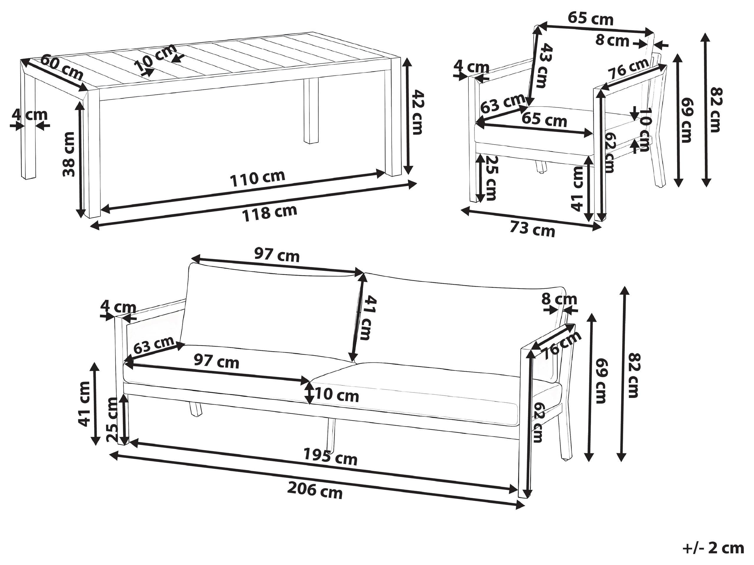 Beliani Set divani con tavolino en Alluminio Mediterraneo ONETA  