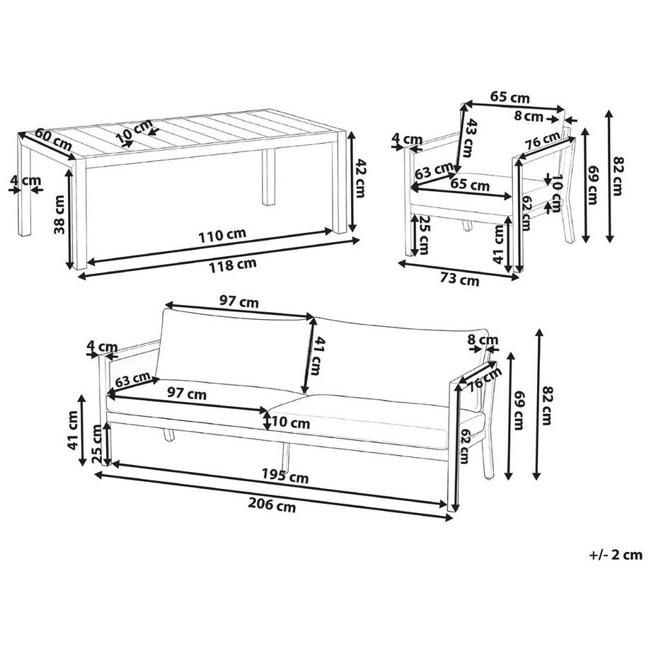 Beliani Lounge Set mit Tisch aus Aluminium  ONETA  