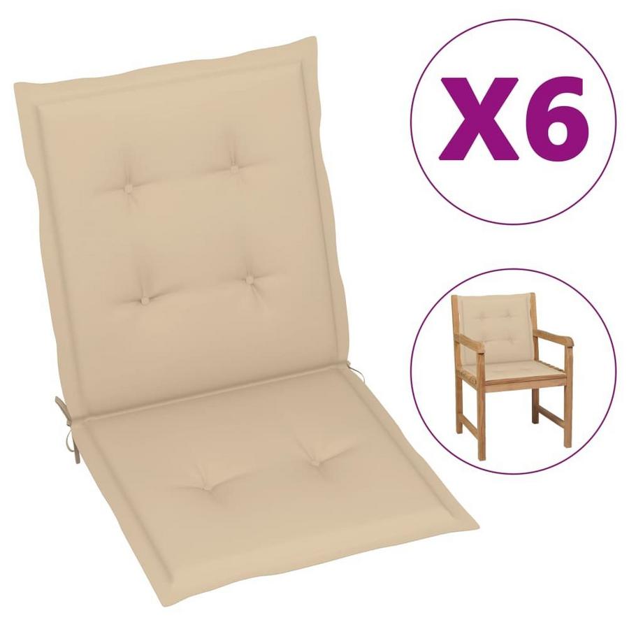 Coussins de chaise de jardin 6 pcs tissu