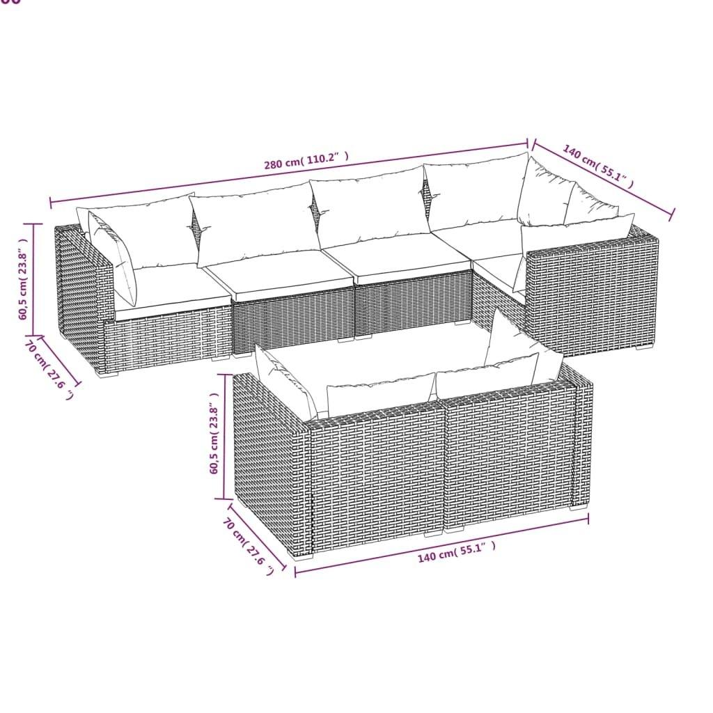 VidaXL Salon de jardin rotin synthétique  