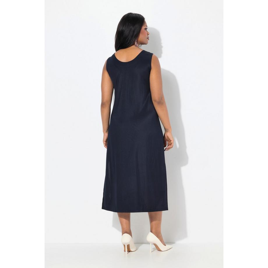 Ulla Popken Robe Midi Slinky Trapèze Sans Manches Piqué  