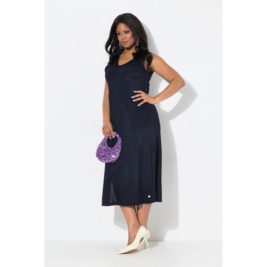 Ulla Popken Robe Midi Slinky Trapèze Sans Manches Piqué  