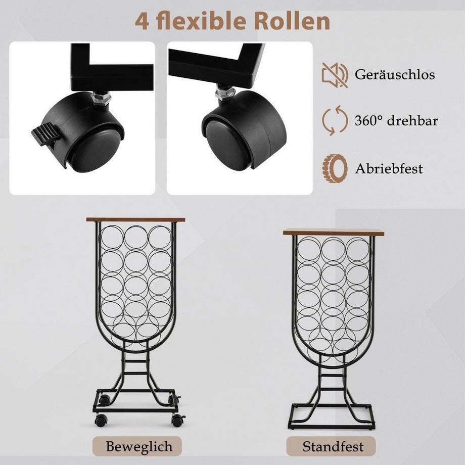 Northix Portabottiglie per 14 bottiglie, ruote  