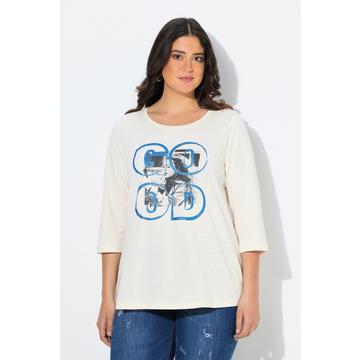 Maglia classica con stampa fotografica, scollo a girocollo e maniche a 3/4