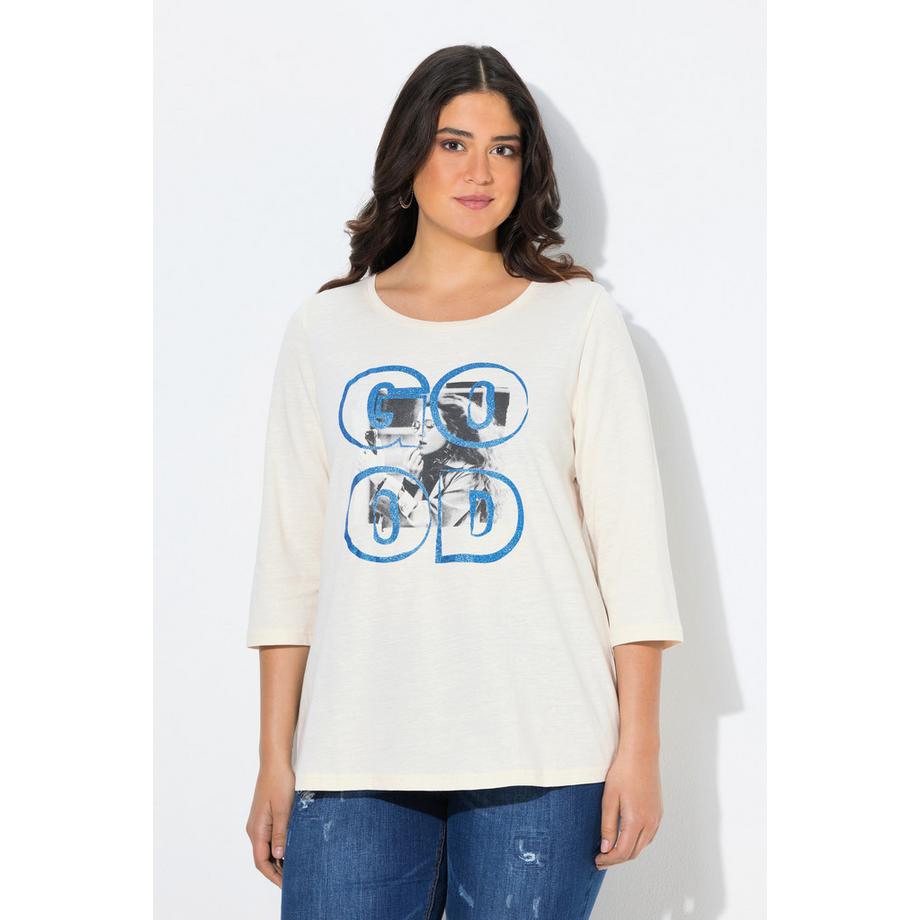 Ulla Popken Maglia Classic Stampa Fotografica Scollo Rotondo Maniche 3/4  