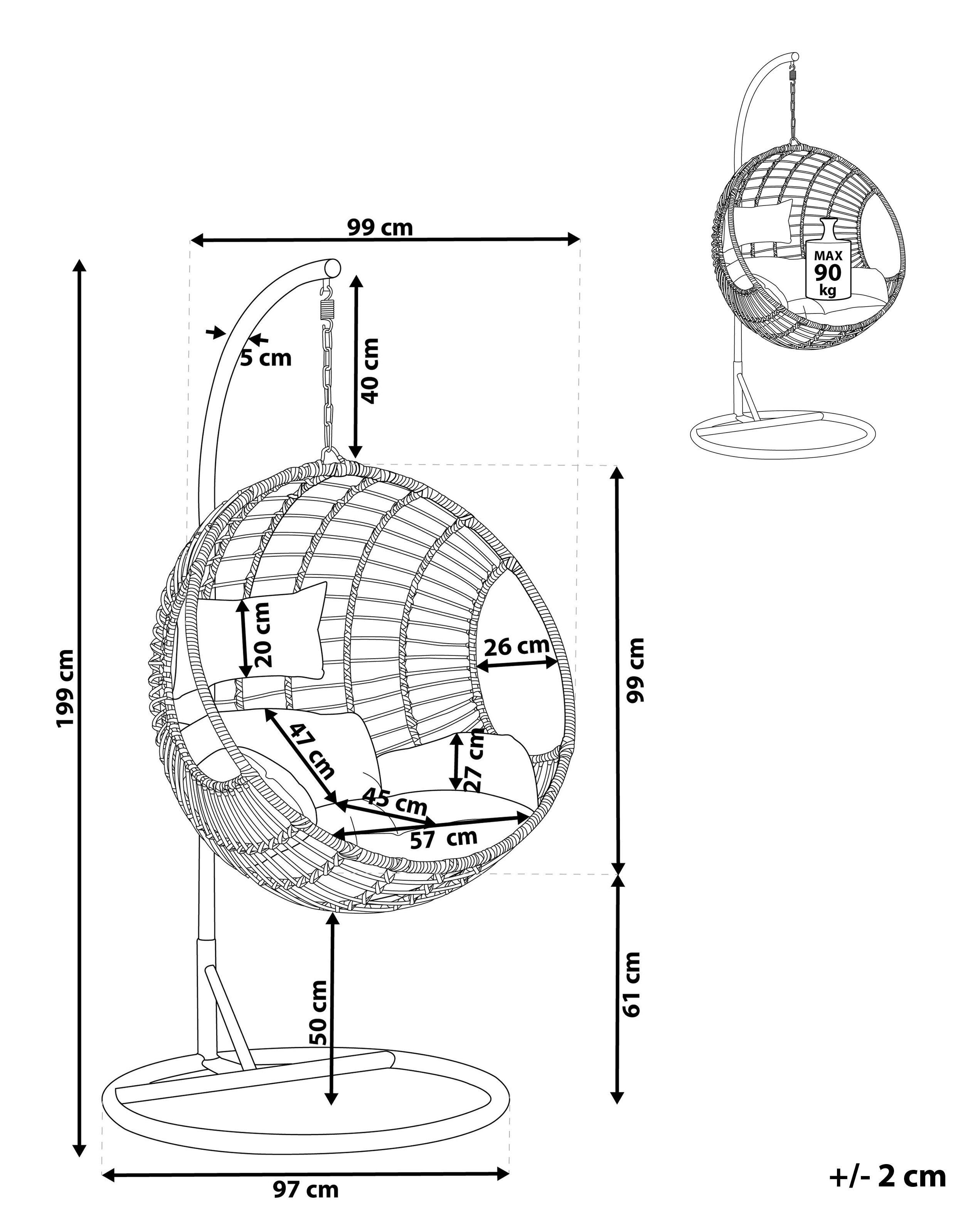 Beliani Hängesessel mit Gestell aus PE Rattan Retro ASPIO  