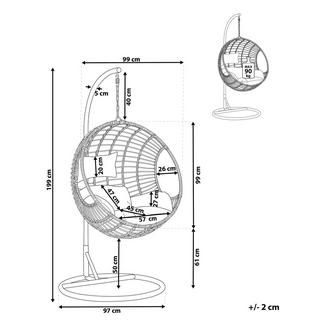 Beliani Hängesessel mit Gestell aus PE Rattan Retro ASPIO  