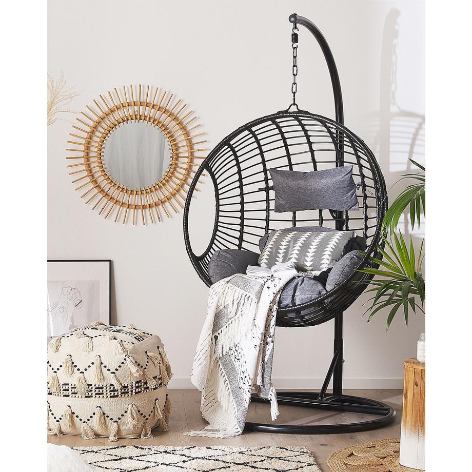 Beliani Poltrona sospesa con supporto da pavimento en Rattan sintetico  ASPIO  