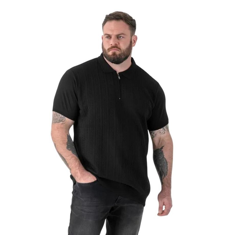 Duke  D555 Polo En Maille Torsadée À Col Zippé Kennedy 