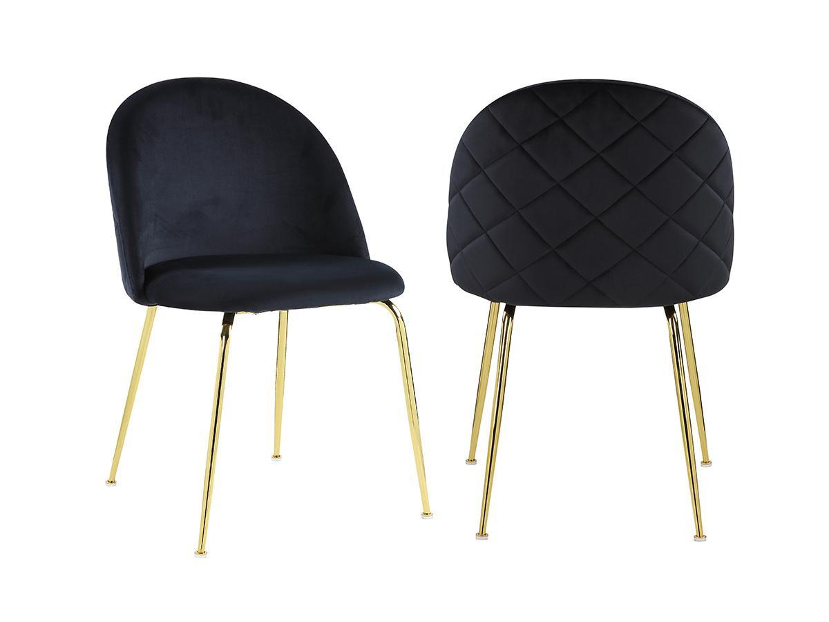Vente-unique Lotto di 2 sedie Velluto e Metallo Dorato Nero MELBOURNE  