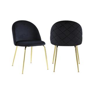 Vente-unique Lotto di 2 sedie Velluto e Metallo Dorato Nero MELBOURNE  